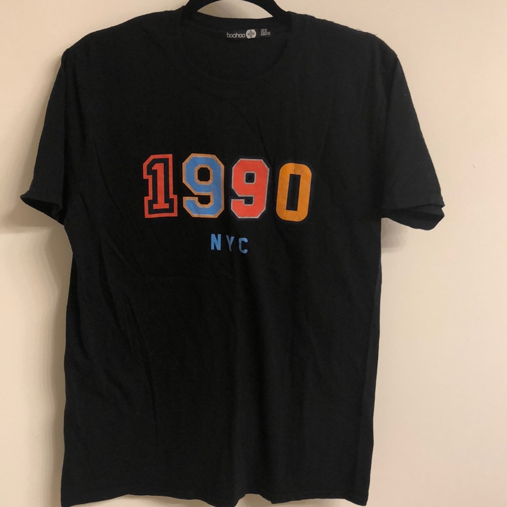 Boohoo 1990 NYC T-shirt Size 12 Color Black Orange Blue Yellow